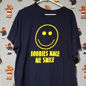 VTG Y2K BOOBIES MAKE ME SMILE PUFF PRINT SPENCERS XL